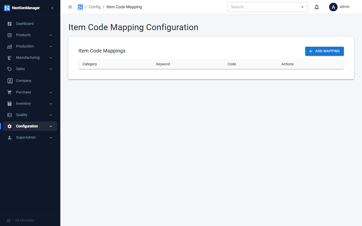 Item Code Mapping